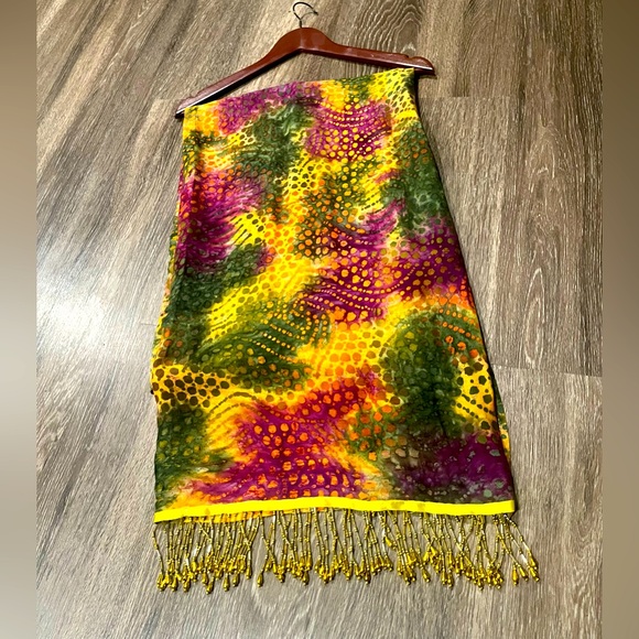 TIFFANYSLABEL TRIBAL-AFRICAN PRINT WRAP/SKIRT CLOTH W/GOLD TRIM APPLICATION - Picture 3 of 5